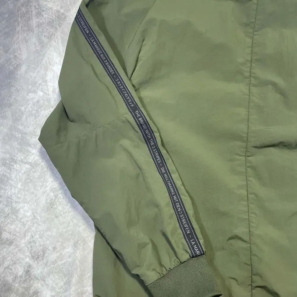 Adidas Originals Men's Green Bomber Jacket with Tape Logo Size M